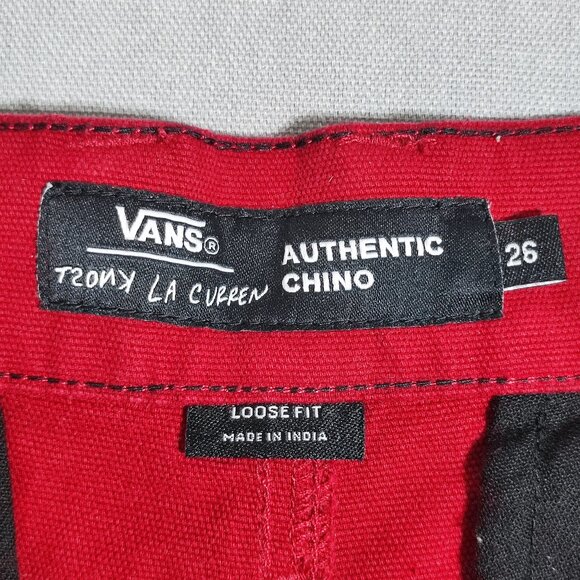 Vans  Knost la Curren Authentic Chino pants men's youth size 26 red  loose fit - Picture 6 of 14